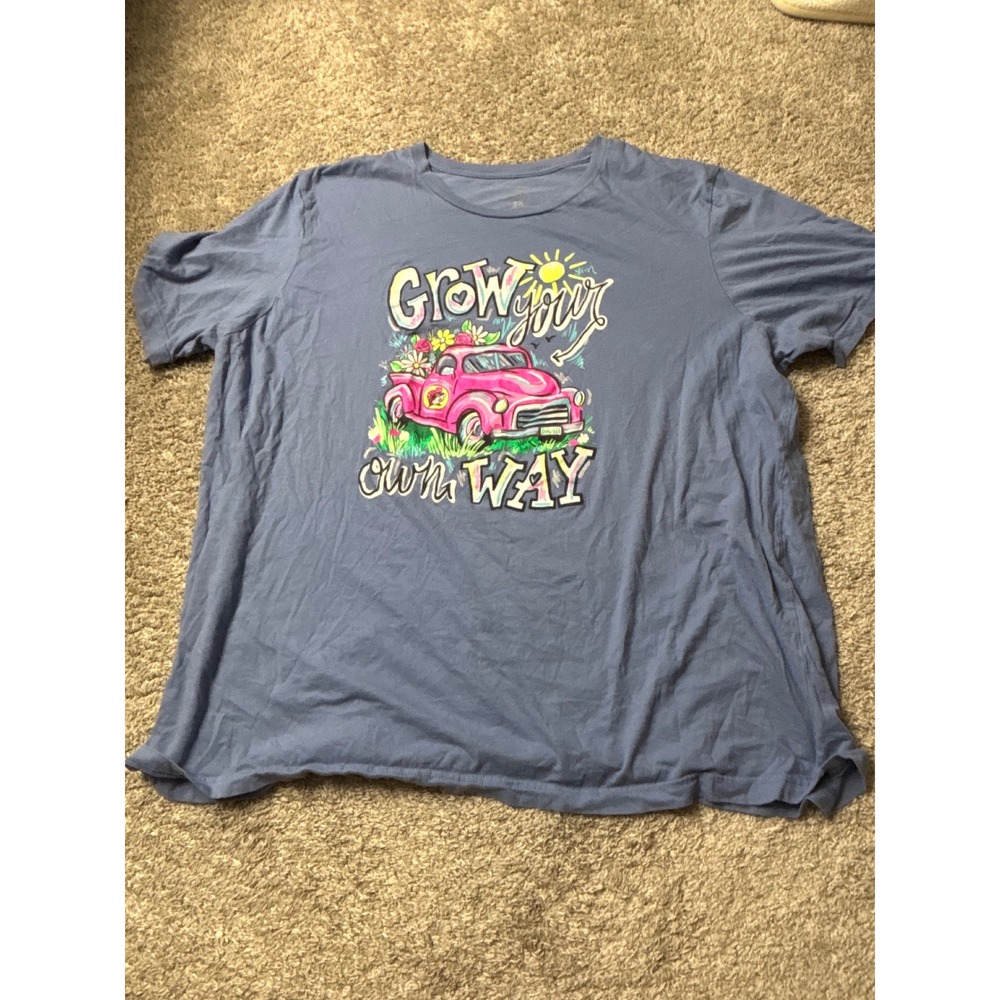Buc-ee's Grow Your Own Way Blue Graphic T-Shirt Pink Truck 3X
